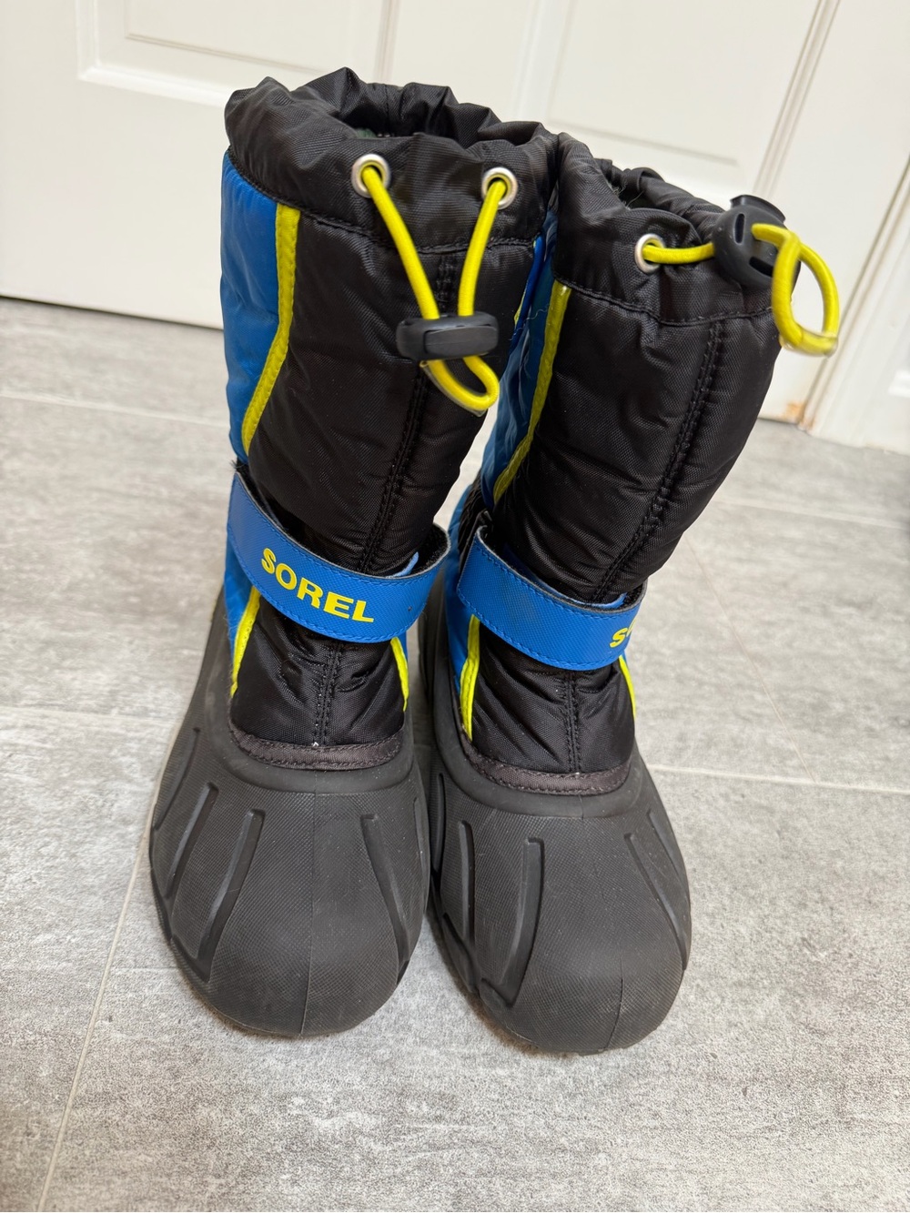 Sorel Kids Black, Blue & Yellow Winter Boots - like new!